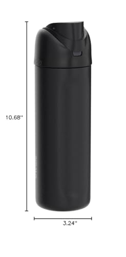 Owala FreeSip Insulated Stainless Steel Water Bottle with Straw for Sports, Travel, and School BPA-Free Sports Water Bottle, 24 oz, Very, Very Dark