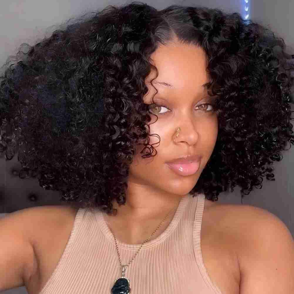 ISEE Wear and Go Glueless Wig Afro Kinky Curly Lace Front Wigs Human Hair 7x5 HD Lace Afro Curly Wigs for Women Lace Pre Cut Glueless Wigs Human Hair Pre Plucked 22 Inch