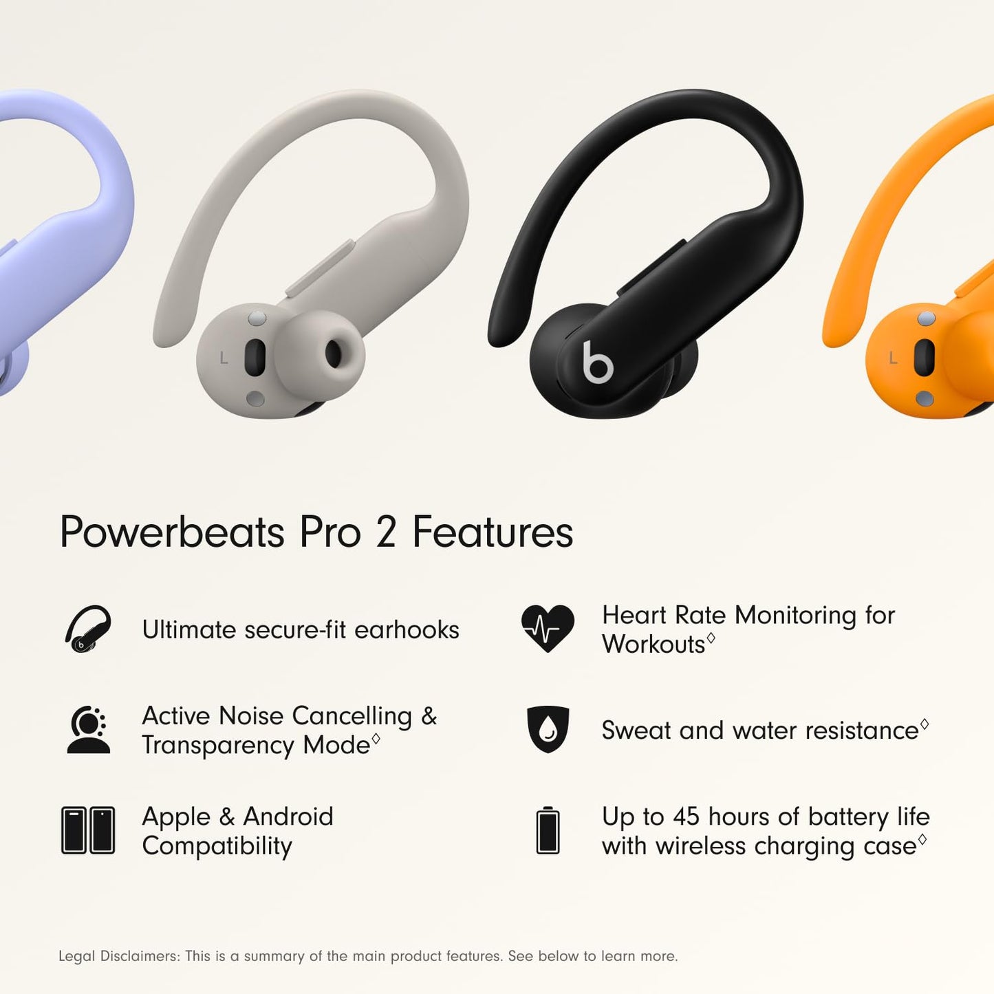 Beats Powerbeats Pro 2 Wireless Bluetooth Earbuds - Noise Cancelling, Apple H2 Chip, Heart Rate Monitor, IPX4, Up to 45H Battery & Wireless Charging Case, Works with Apple & Android - Jet Black