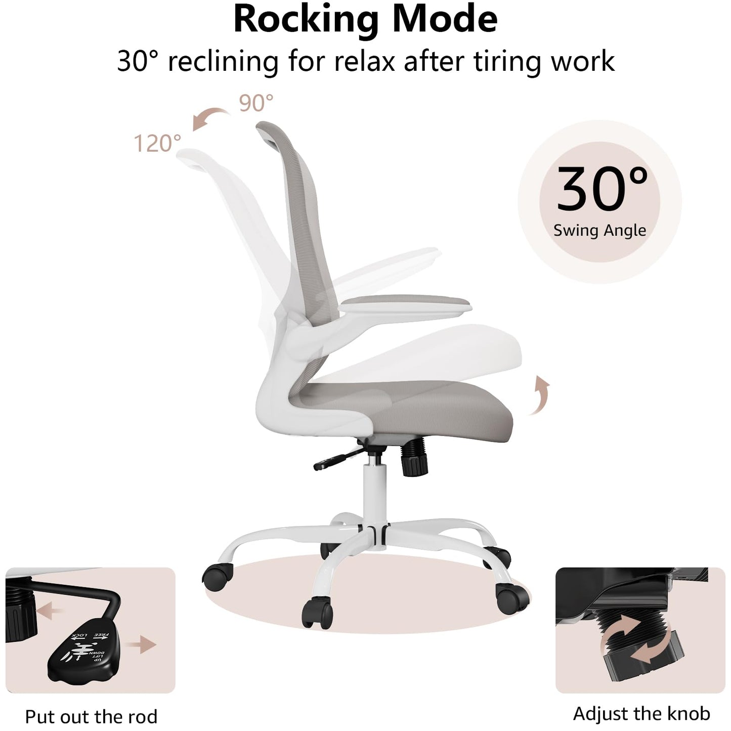 Ergonomic Office Chair, Comfort Swivel Home Office Task Chair, Breathable Mesh Desk Chair, Lumbar Support Computer Chair with Flip-up Arms and Adjustable Height