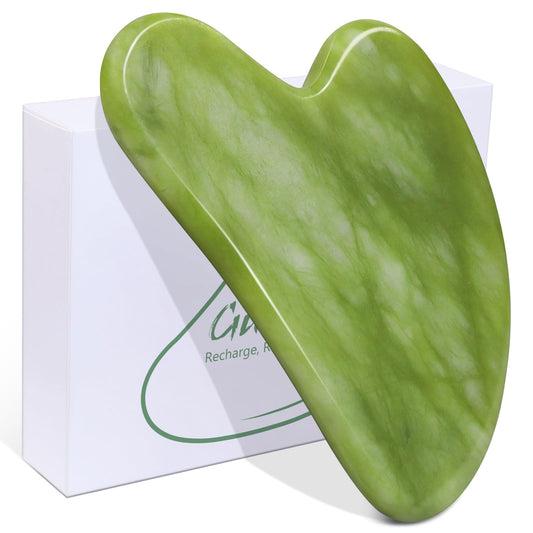 BAIMEI Gua Sha Facial Tool for Self Care, Massage Tool for Face and Body Treatment, Made of Xiuyan Jade, Relieve Tensions and Reduce Puffiness