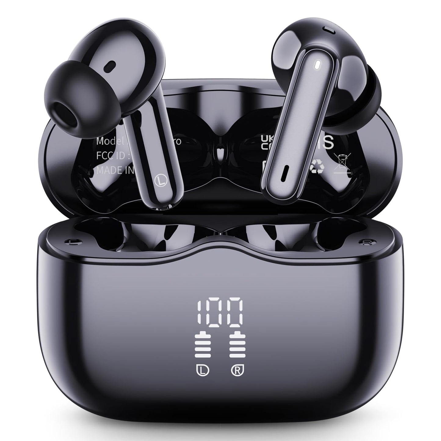 Wireless Earbuds, Bluetooth 5.4 Headphones in Ear with 4 ENC Noise Cancelling Mic, New Wireless Earphones HiFi Stereo Deep Bass 40H Playtime, In-Ear Bluetooth Earbuds LED Display IP7 Waterproof, USB-C