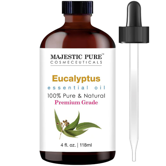 MAJESTIC PURE Eucalyptus Essential Oil | 100% Pure and Natural Eucalyptus Oil | Premium Grade Essential Oils for Hair Care, Home Diffusers, Skin, Aromatherapy, Massage and Humidifiers | 118 ml