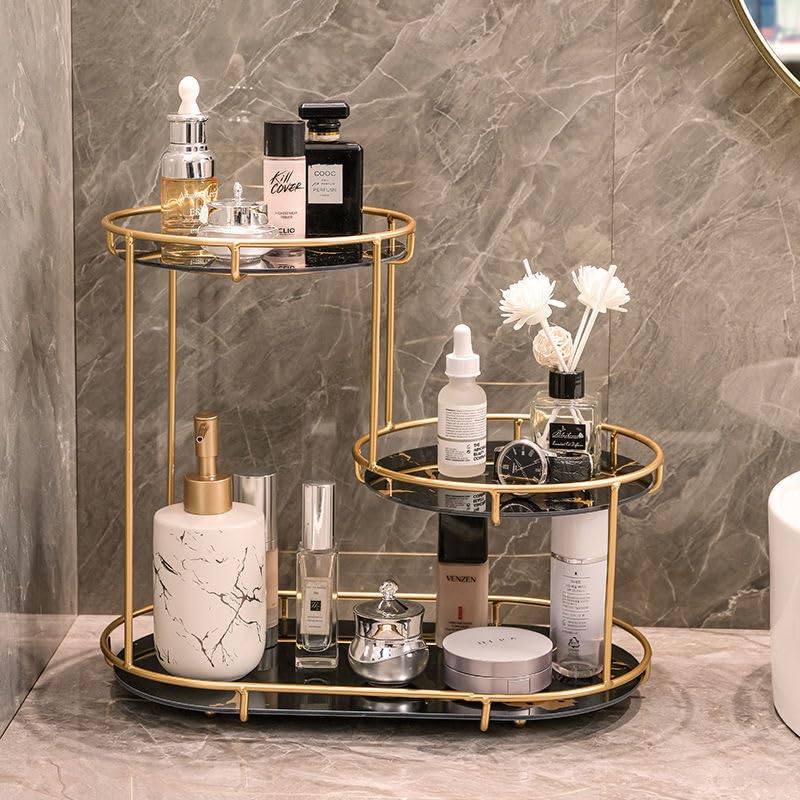 Golden Bathroom Storage Organizer - Stylish & Durable Multi-Tier Shelving for Bathroom Essentials | Perfect for Modern Bathrooms