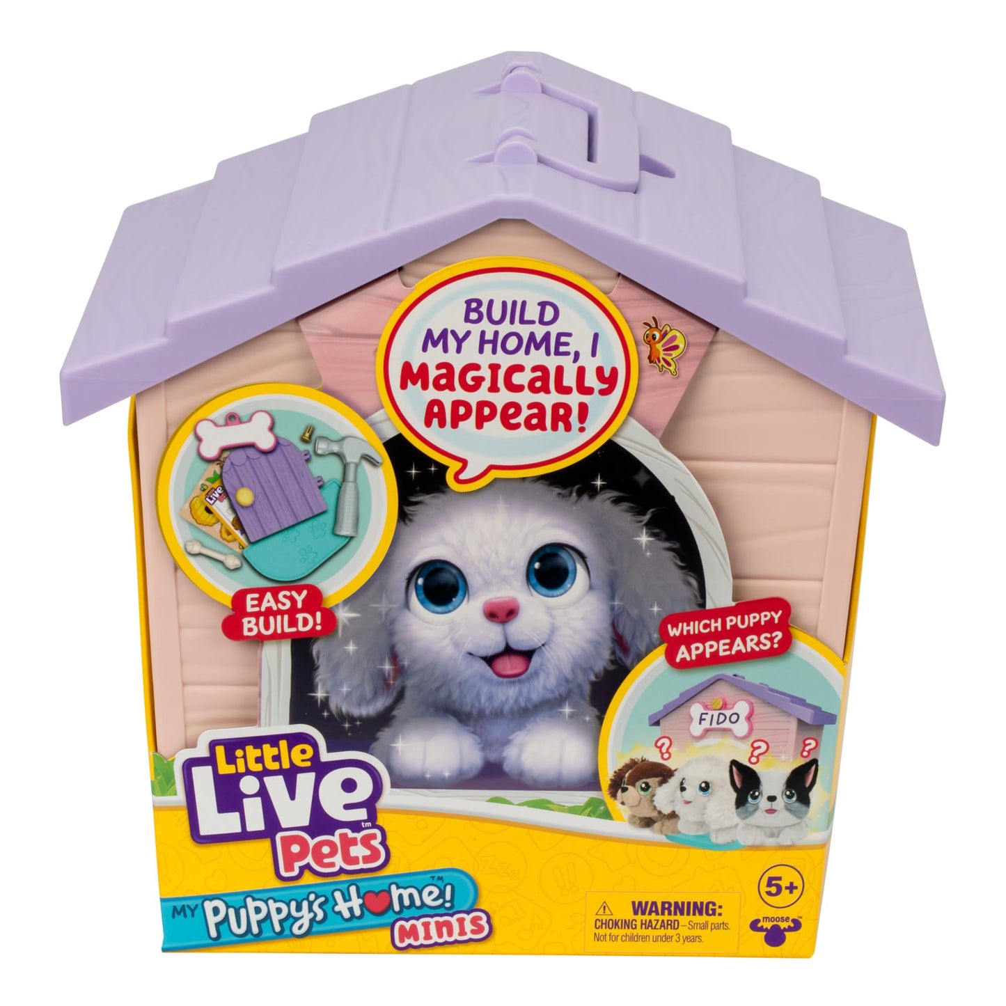 Little Live Pets My Puppy's Home Minis - Pink & Purple Home | Plush Toy & Kennel Playset. Build Your Puppy's Home, Name Your Puppy & Surprise! Puppy Appears! Which Puppy Will You Get? Easy Build DIY