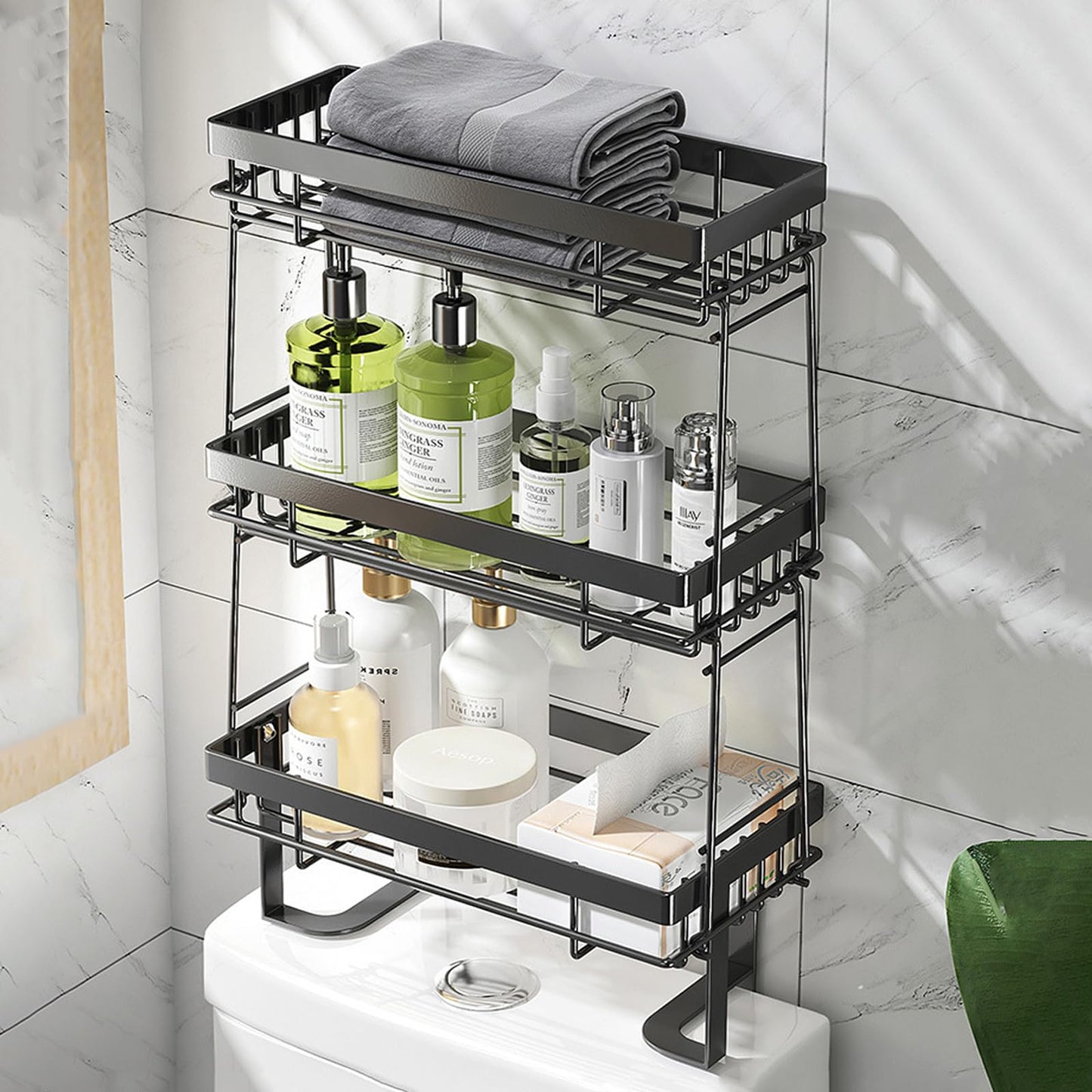 Over The Toilet Storage Shelf, 3 Tier Bathroom Shelf Above Toilet, Bathroom Organizers, Toilet Storage Rack, Multipurpose Storage Organizer for Bathroom, Laundry