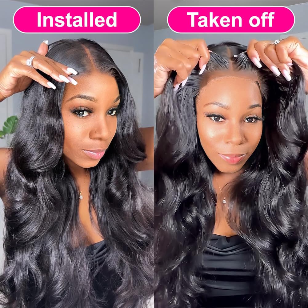 BVWCBJ 28 Inch 5x5 HD Lace Closure Wigs Human Hair Wear and Go Glueless Wigs Human Hair Pre Plucked Pre Cut 180% Density Body Wave Lace Front Wigs Human Hair for Women