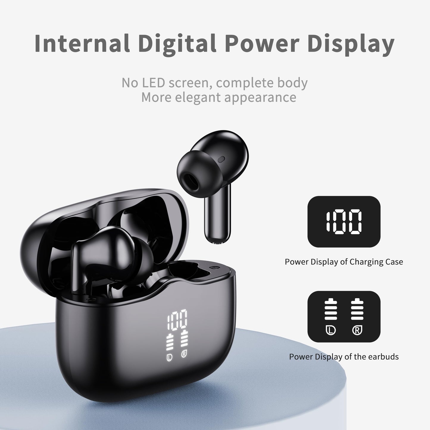 Wireless Earbuds, Bluetooth 5.4 Headphones in Ear with 4 ENC Noise Cancelling Mic, New Wireless Earphones HiFi Stereo Deep Bass 40H Playtime, In-Ear Bluetooth Earbuds LED Display IP7 Waterproof, USB-C