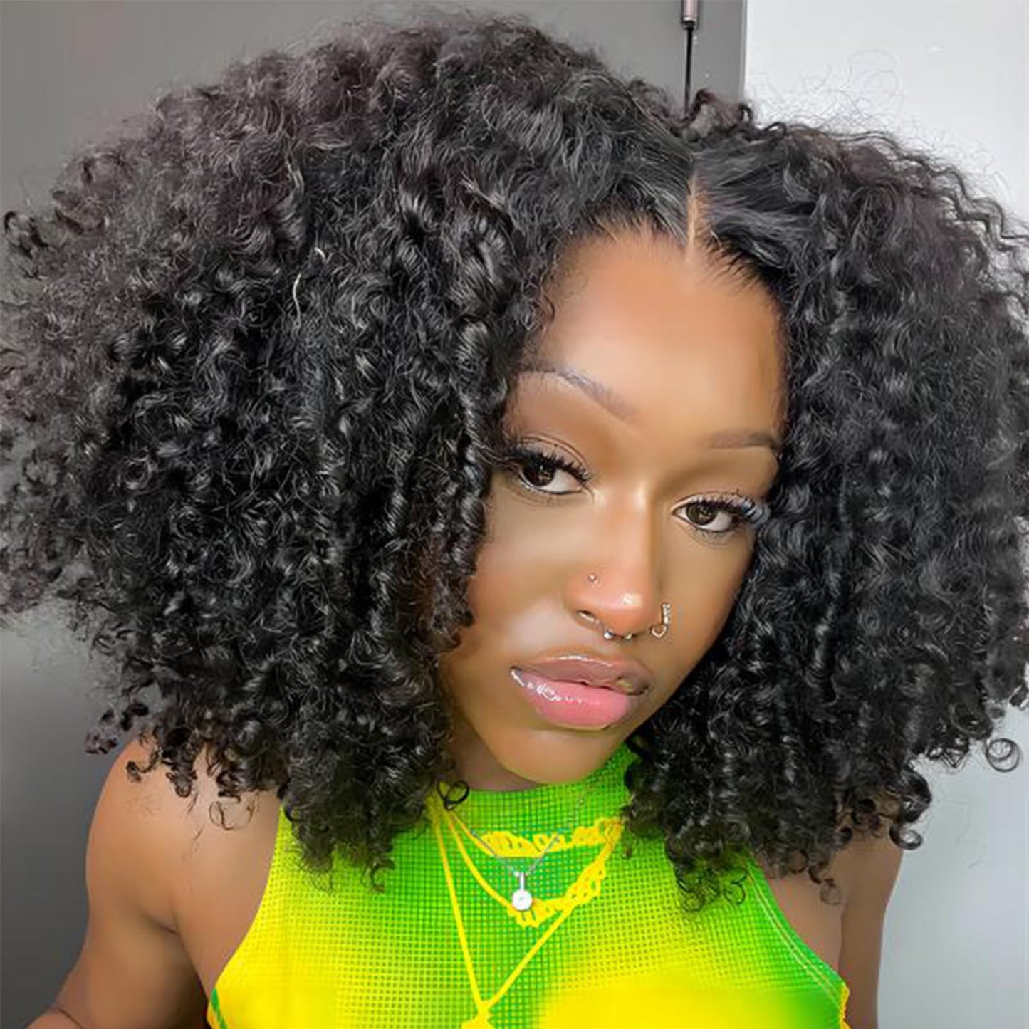 ISEE Wear and Go Glueless Wig Afro Kinky Curly Lace Front Wigs Human Hair 7x5 HD Lace Afro Curly Wigs for Women Lace Pre Cut Glueless Wigs Human Hair Pre Plucked 22 Inch