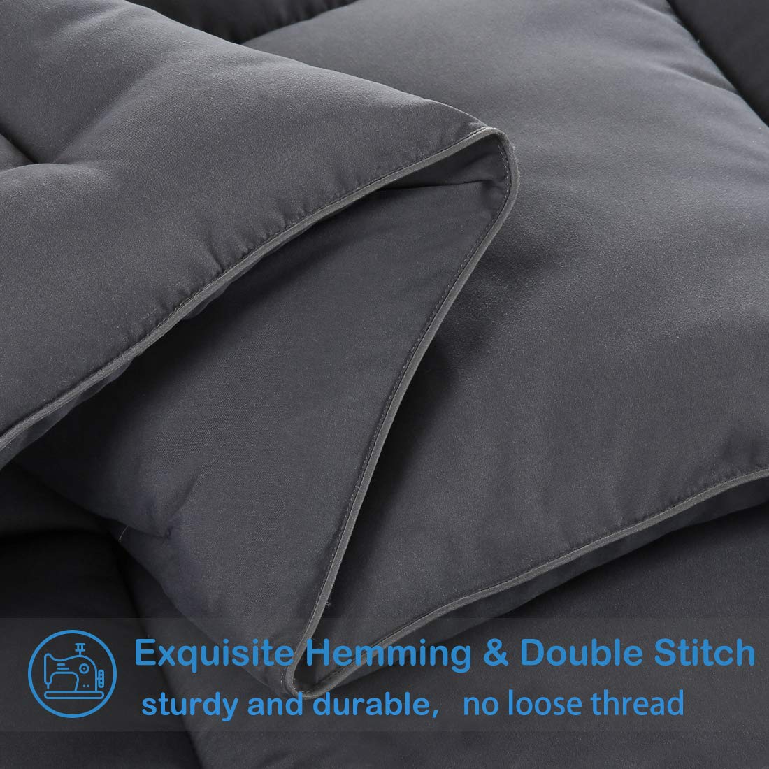 EASELAND Soft King Size Down Alternative Comforter All Season Reversible Quilted Duvet Insert with Corner Ties,Warm Fluffy Lightweight for Winter Summer,Dark Grey,90''x102''