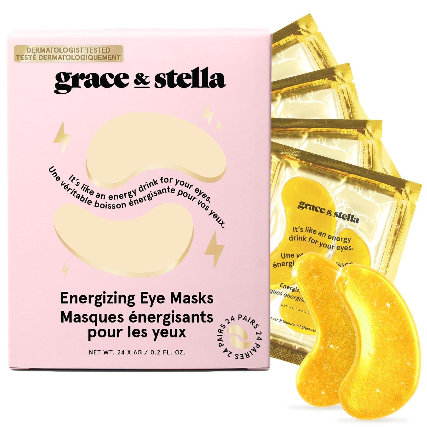 grace & stella Under Eye Mask - Valentines Day Gifts for Women - Reduce Dark Circles, Puffy Eyes, Undereye Bags, Wrinkles - Gel Under Eye Patches - Bridesmaid Gifts - Vegan Self Care (24 Pairs, Gold)