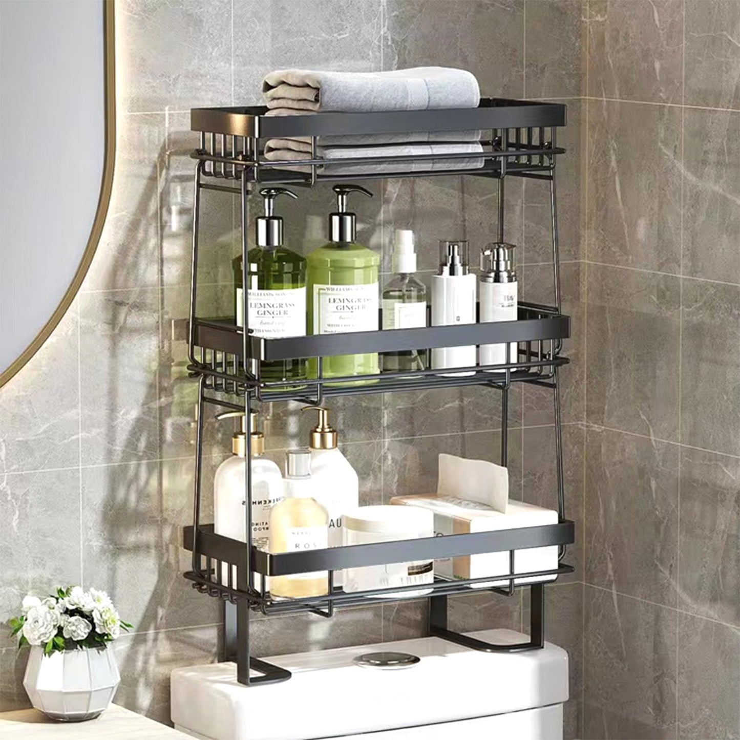 Over The Toilet Storage Shelf, 3 Tier Bathroom Shelf Above Toilet, Bathroom Organizers, Toilet Storage Rack, Multipurpose Storage Organizer for Bathroom, Laundry