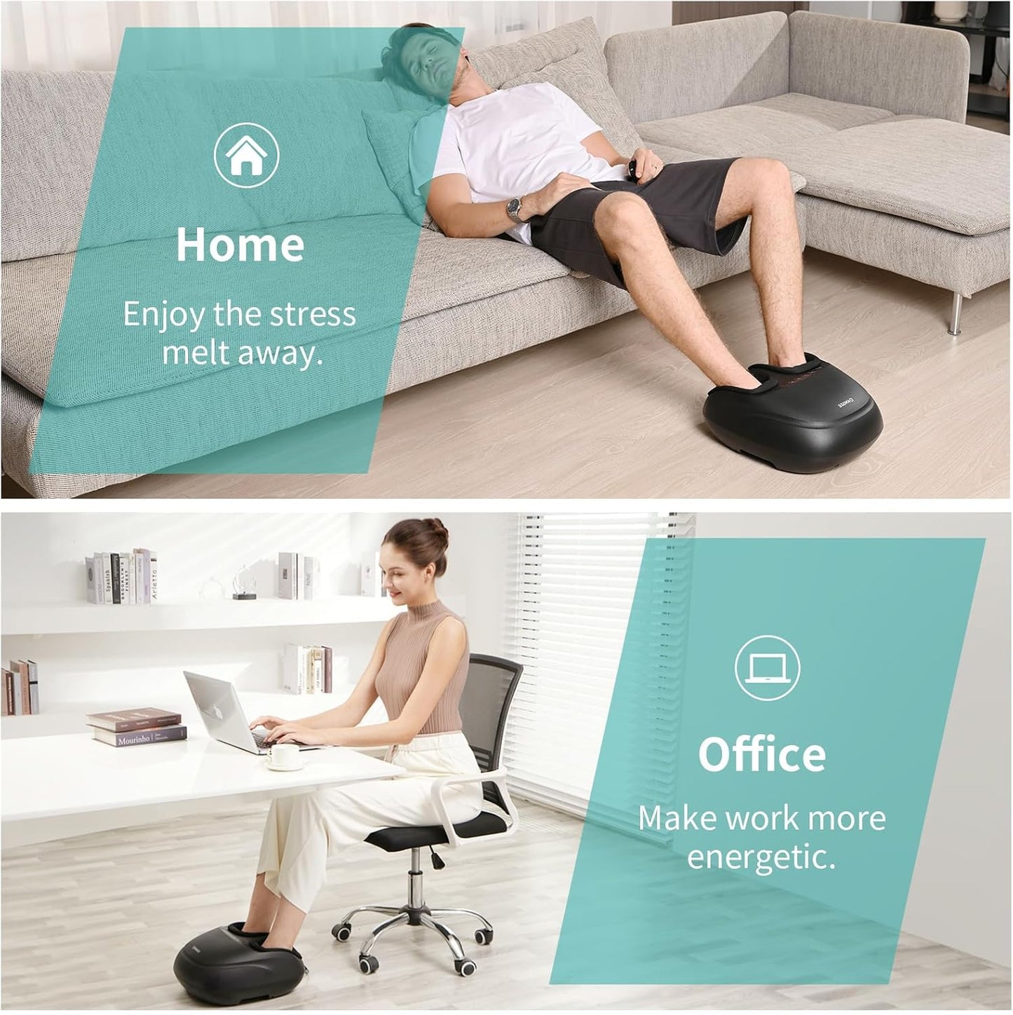 Shiatsu Foot Massager with Heat, Deep Kneading Foot Massager Machine with Remote, Compression, Multi-Massage Modes, Auto-Off Timers, for Plantar Fasciitis, Neuropathy Pain, Relax for Home or Office, Gift for Her & Him