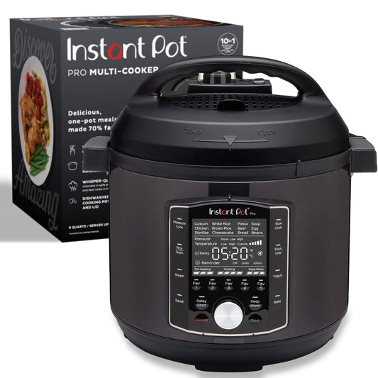 Instant Pot Pro 10-in-1 Pressure Cooker, Slow Cooker, Rice/Grain Cooker, Steamer, Sauté, Sous Vide, Yogurt Maker, Sterilizer, and Warmer, Includes App With Over 800 Recipes, Black, 6 Quart