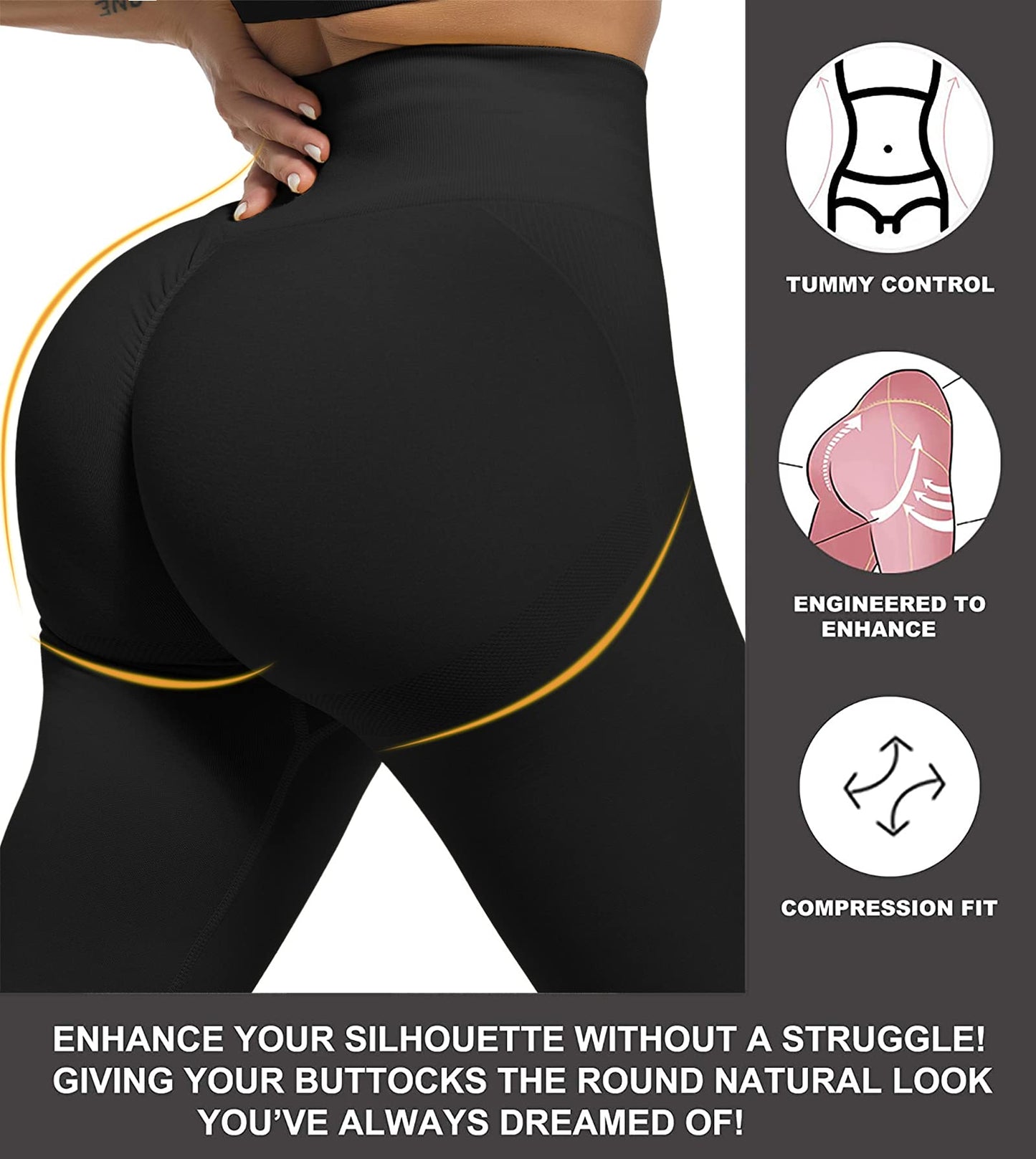 CHRLEISURE 3 Piece Workout Leggings Sets for Women, Gym Scrunch Butt Butt Lifting Seamless Leggings (Black, DGray, Blue, M)-1