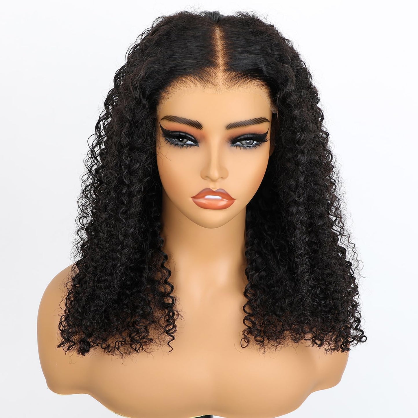 ISEE M-Cap Kinky Curly Wear Go Glueless Wigs Human Hair Pre Plucked Pre Cut Bleached Knots 9x6 HD Lace Glueless Human Hair Wigs For Women 16 Inch