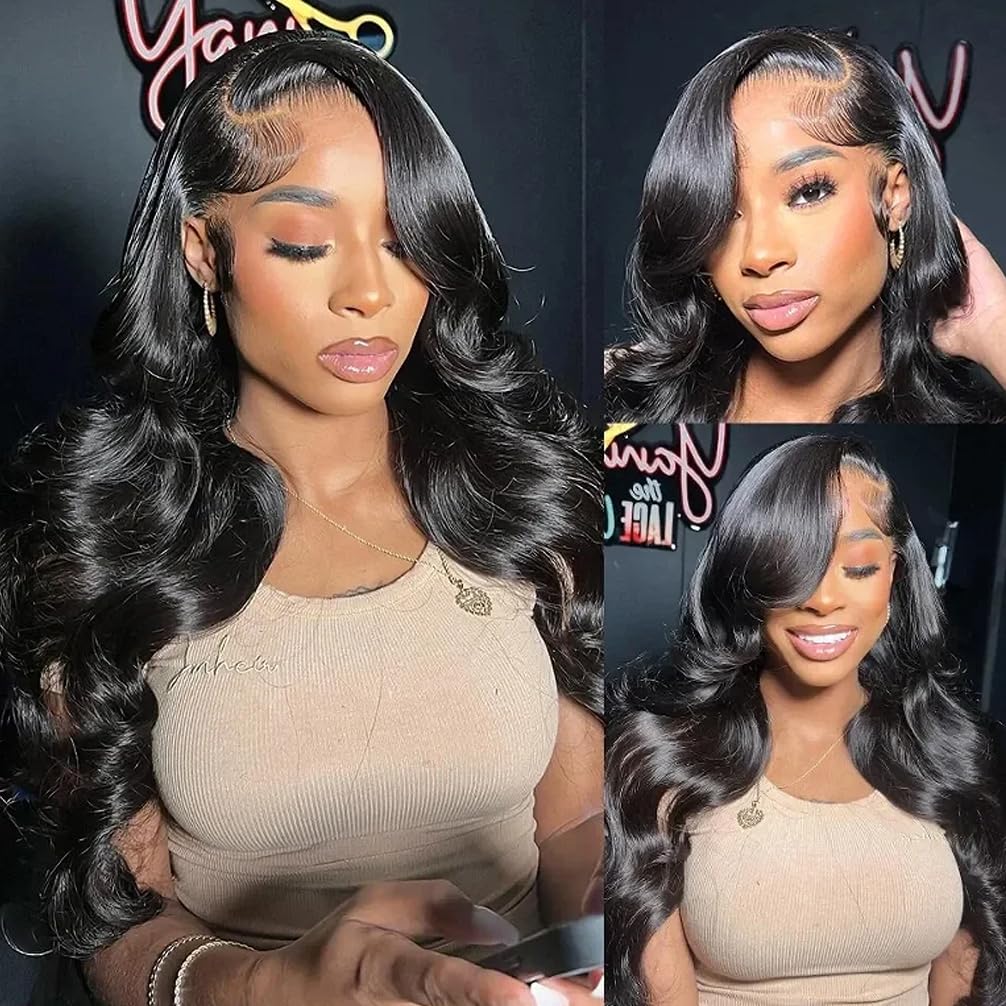 Vipeony 28 Inch Body Wave Lace Front Wigs Human Hair 13x4 HD Lace Front Wigs Human Hair Glueless Wigs Human Hair Pre Plucked Frontal Wigs Human Hair for Women 180% Density Body Wave Wig with Baby Hair