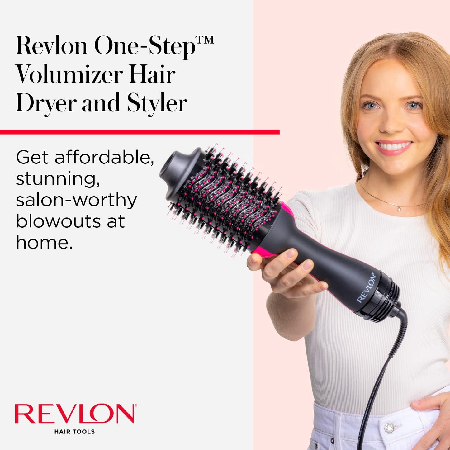 REVLON One-Step Volumizer Hair Dryer and Styler, for Less Frizz, More Shine, and Reduced Heat Damage for Salon Style Round Brush for Blowout, Black (Amazon Exclusive)