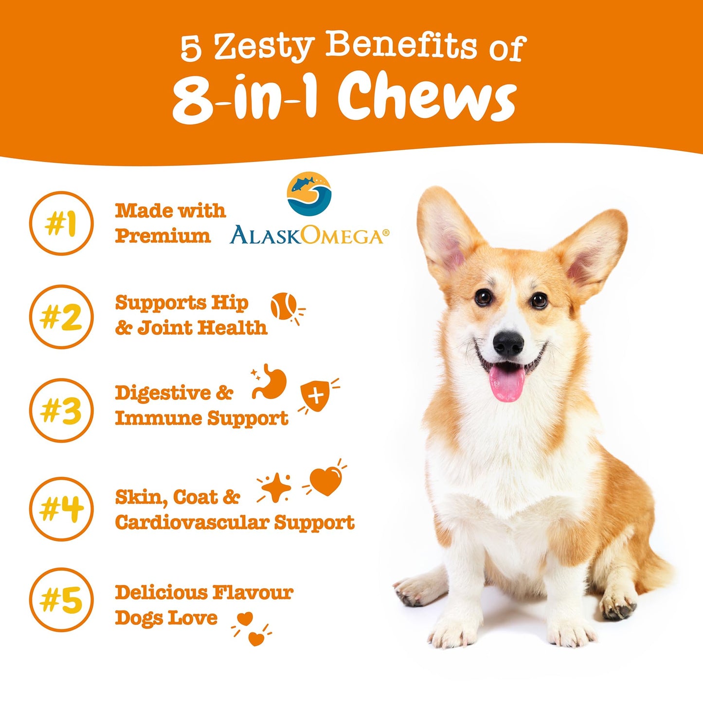 Zesty Paws 8-in-1 Multivitamin Chews for Dogs - Digestive & Immune Support - Support Skin, Heart & Liver Health - Peanut Butter Flavour - 90 Count