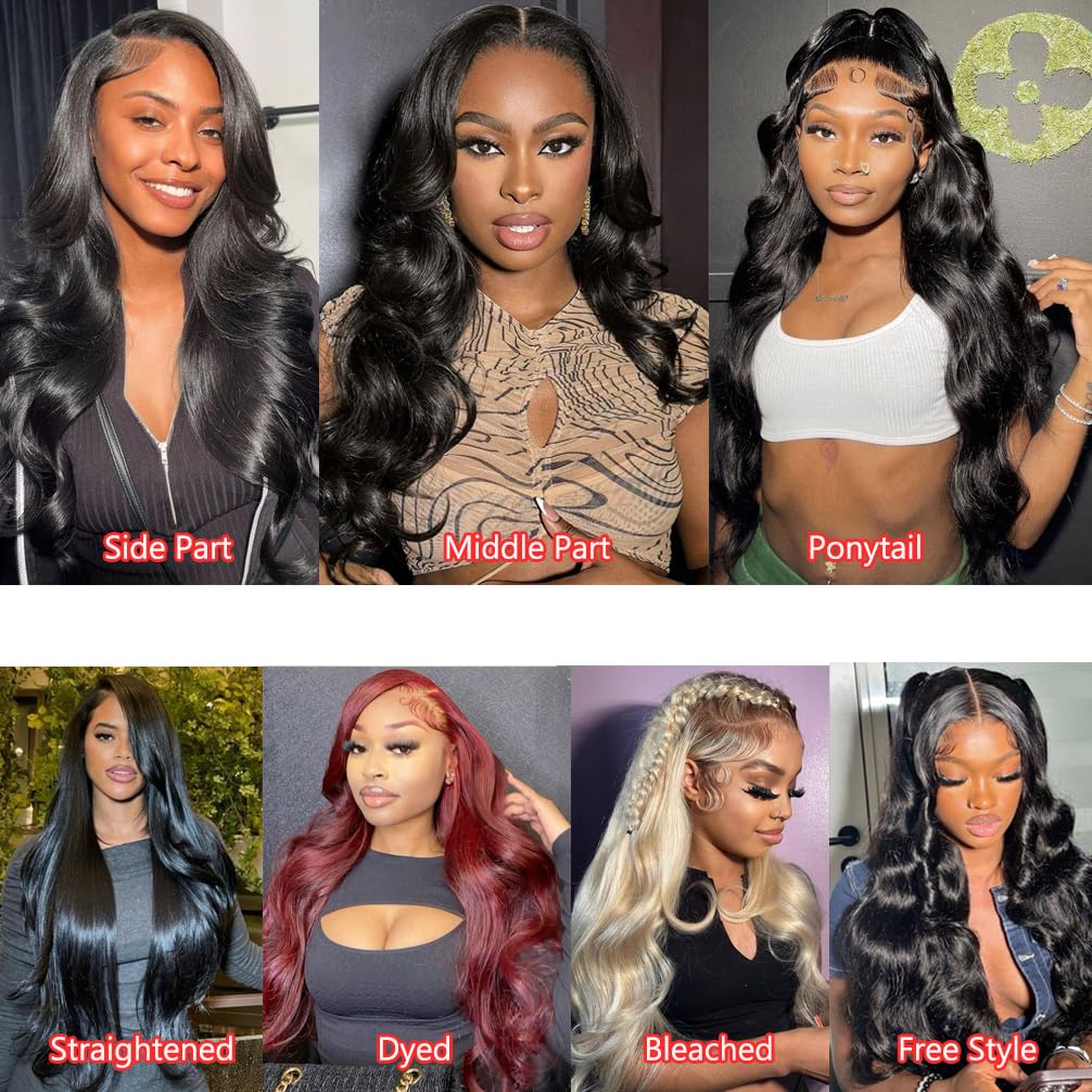 Vipeony 28 Inch Body Wave Lace Front Wigs Human Hair 13x4 HD Lace Front Wigs Human Hair Glueless Wigs Human Hair Pre Plucked Frontal Wigs Human Hair for Women 180% Density Body Wave Wig with Baby Hair