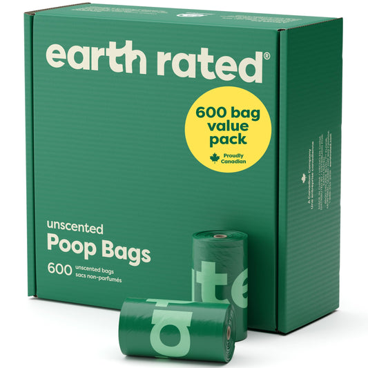 Earth Rated Dog Poop Bags Value Pack, Leak-Proof and Extra-Thick Pet Waste Bags for Big and Small Dogs, Refill Rolls, Unscented, 600 Count