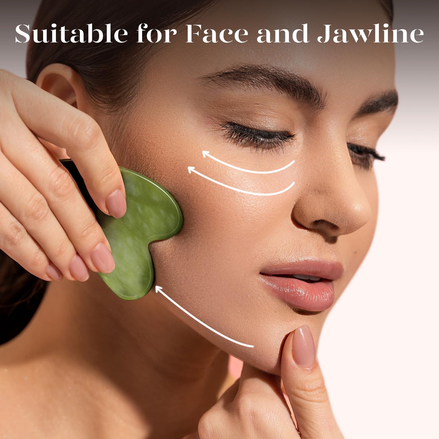 BAIMEI Gua Sha Facial Tool for Self Care, Massage Tool for Face and Body Treatment, Made of Xiuyan Jade, Relieve Tensions and Reduce Puffiness