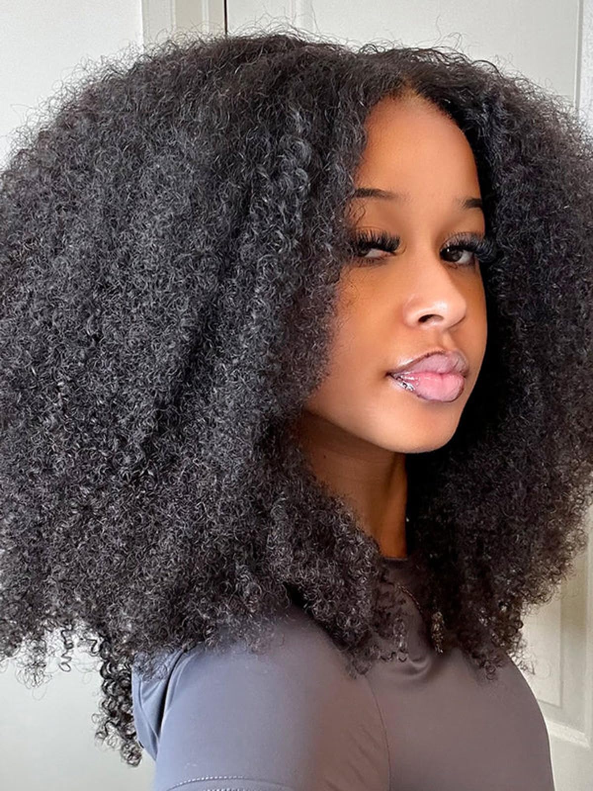 ISEE Wear and Go Glueless Wig Afro Kinky Curly Lace Front Wigs Human Hair 7x5 HD Lace Afro Curly Wigs for Women Lace Pre Cut Glueless Wigs Human Hair Pre Plucked 22 Inch