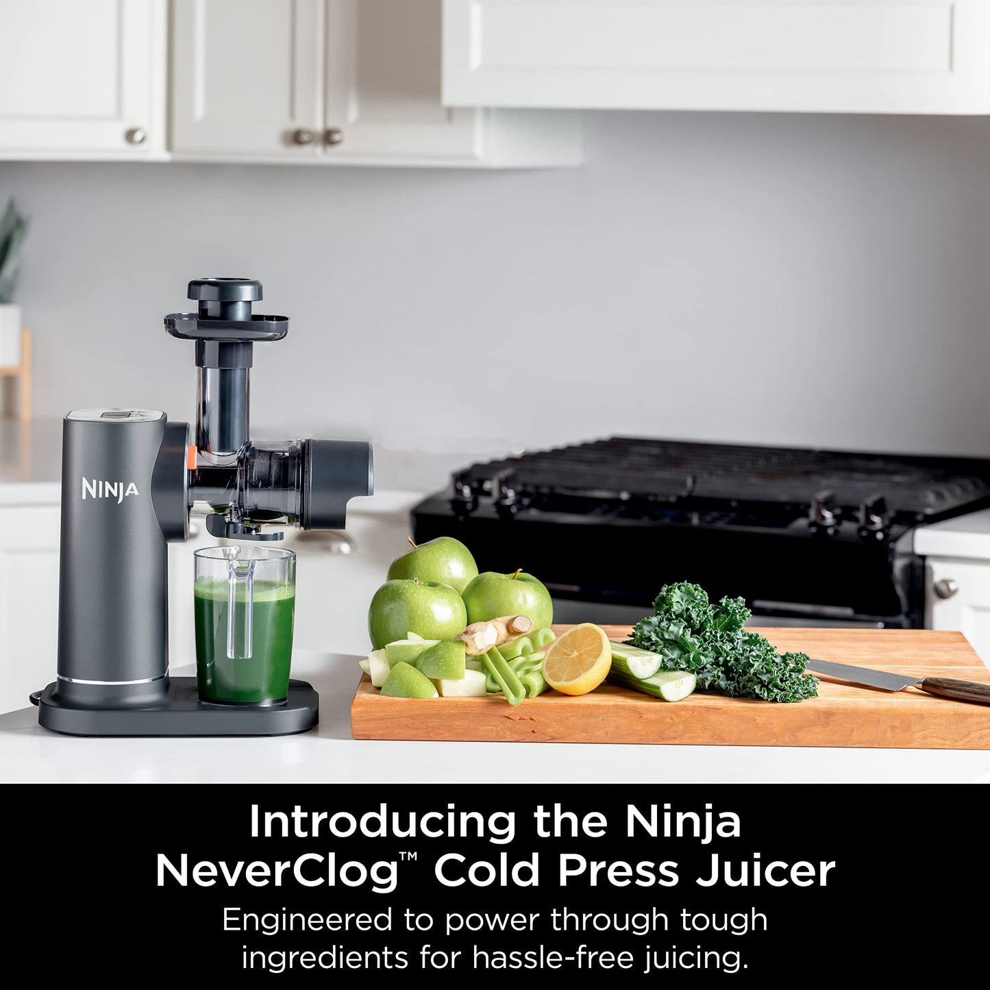 Ninja JC151 NeverClog Cold Press Juicer, Powerful Slow Juicer with Total Pulp Control, Countertop, Electric, 2 Pulp Functions, Dishwasher Safe, 2nd Generation, Charcoal