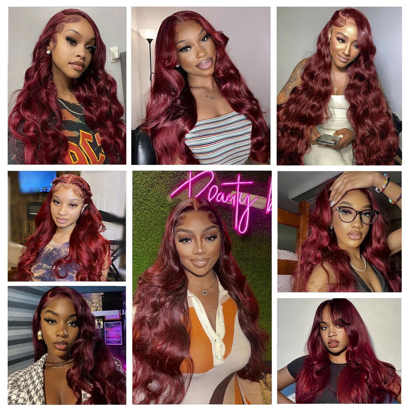 30 Inch 99j Burgundy 13x6 Body Wave Lace Front Wigs Human Hair 200% Density Glueless HD Transparent Lace Frontal Wigs Human Hair Pre Plucked With Baby Hair Burgundy Wine Red Human Hair Wigs For Women