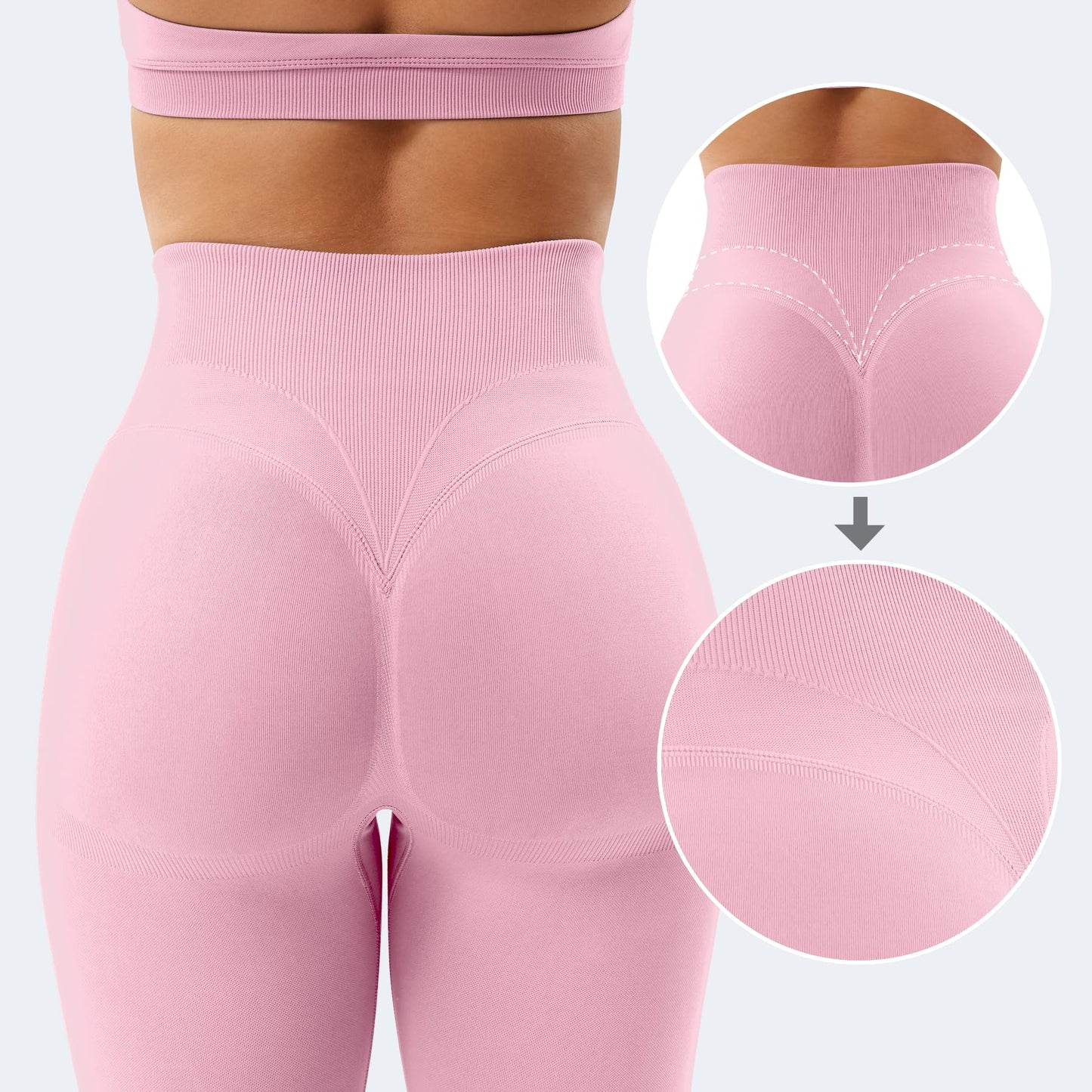 YEOREO Women Activate Workout Hidden Scrunch Leggigns Gym Booty Lifting High Waist Leggings Seamless Yoga Pants Pink XS