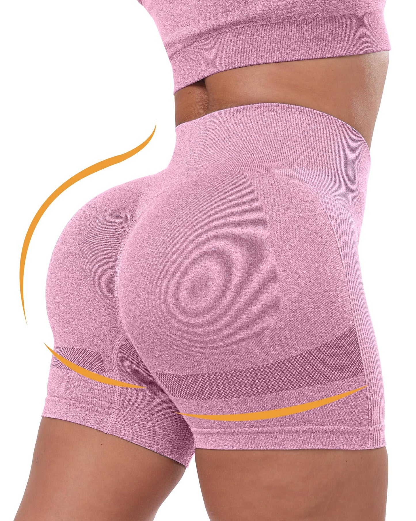 CHRLEISURE Women's 4 Packs Workout Gym Shorts, High Waisted Butt Lifting Scrunch Butt Seamless Booty Shorts(Black,DGray,Pink,Blue,M)