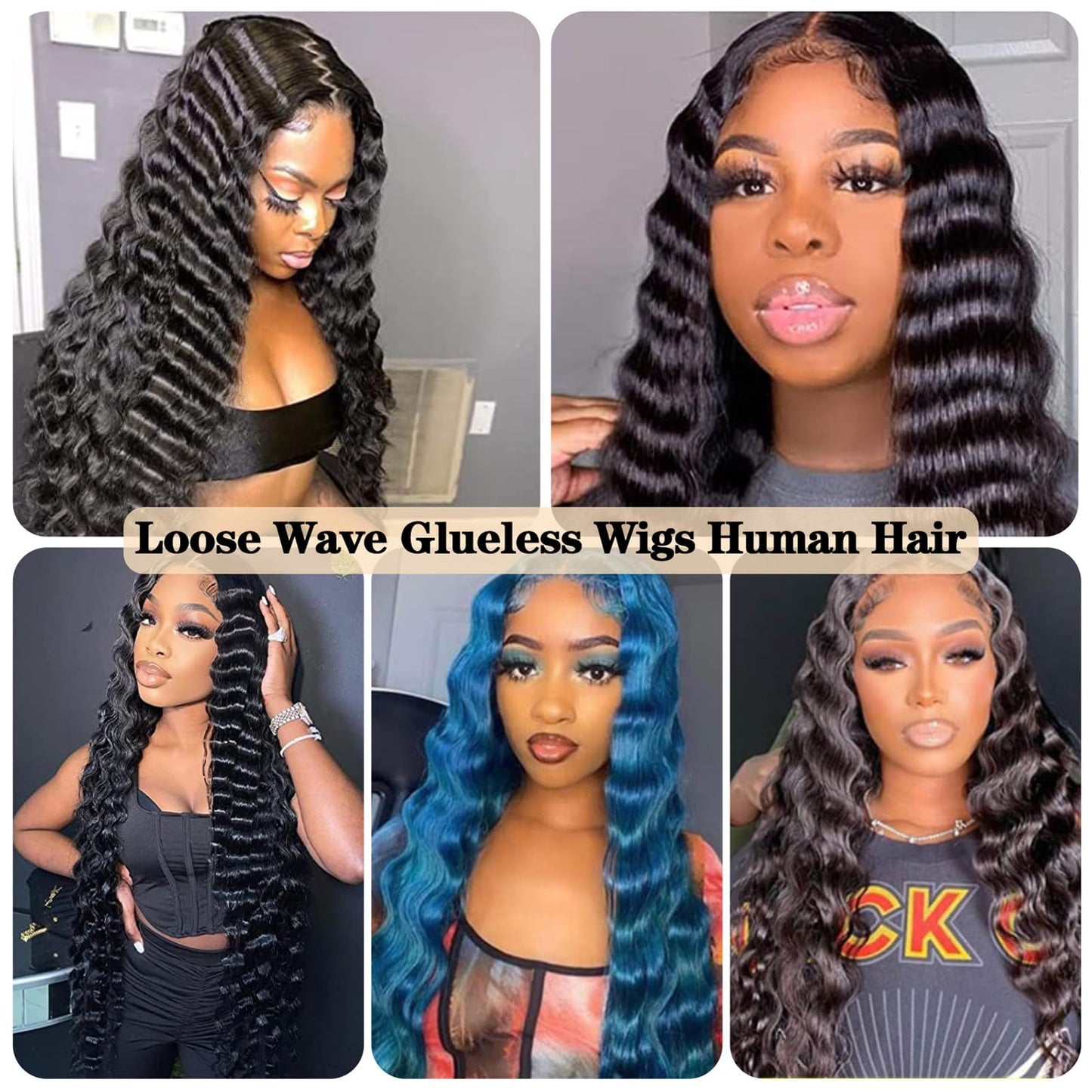 Wear and Go Glueless Wigs Human Hair Loose Deep Wave Lace Front Wigs Human Hair 12A Glueless Wigs Human Hair Pre Plucked Pre Cut 5x5 HD Closure Wigs Bleached Knots 210% Density (28 Inch)