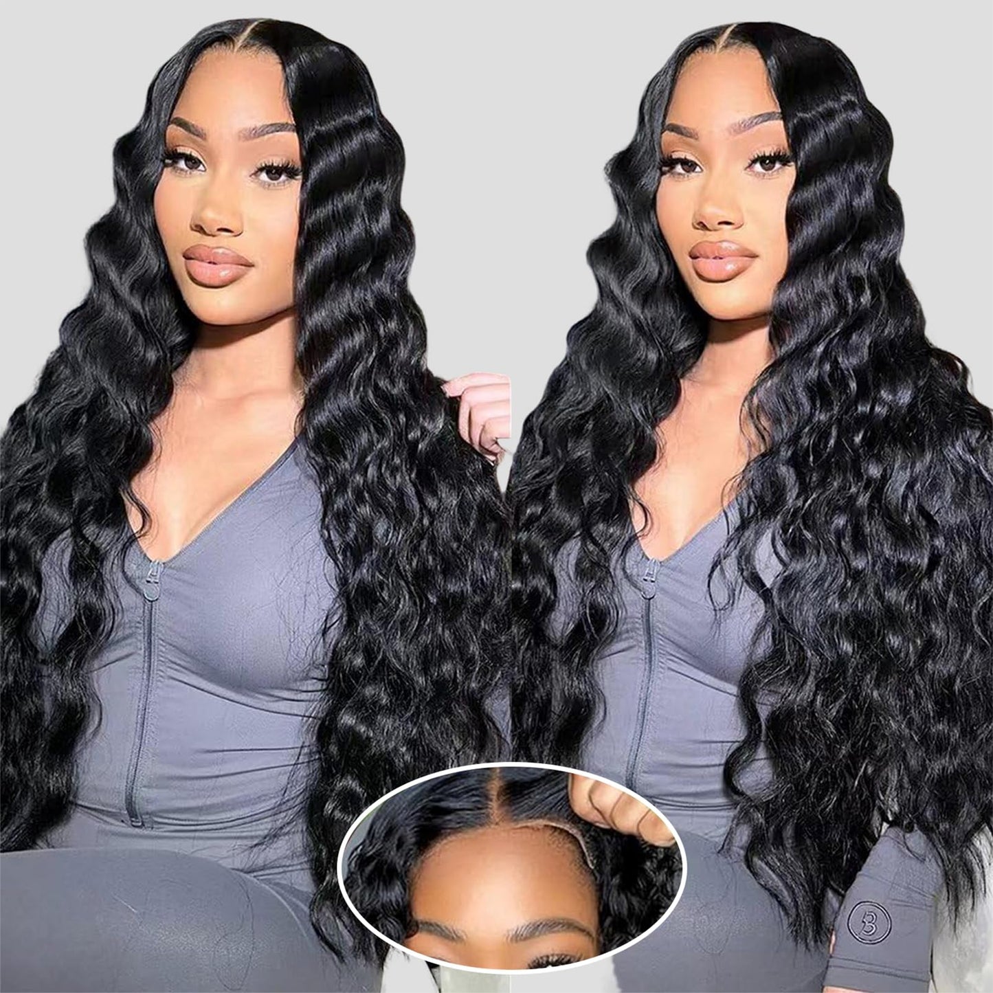 Wear and Go Glueless Wigs Human Hair Loose Deep Wave Lace Front Wigs Human Hair 12A Glueless Wigs Human Hair Pre Plucked Pre Cut 5x5 HD Closure Wigs Bleached Knots 210% Density (28 Inch)