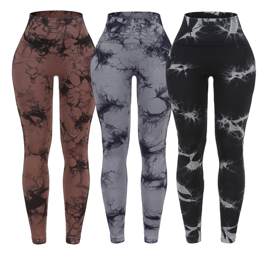 OVESPORT 3 Pack Tie Dye Seamless High Waisted Workout Leggings for Women Scrunch Butt Lifting Yoga Gym Athletic Pants